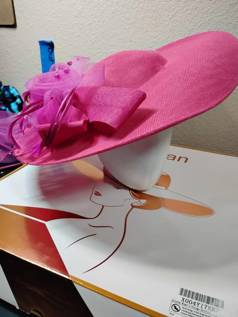 Fuchsia Pink Fascinator Hat Dressfan Headband Wedding Tea Party Derby Bridal